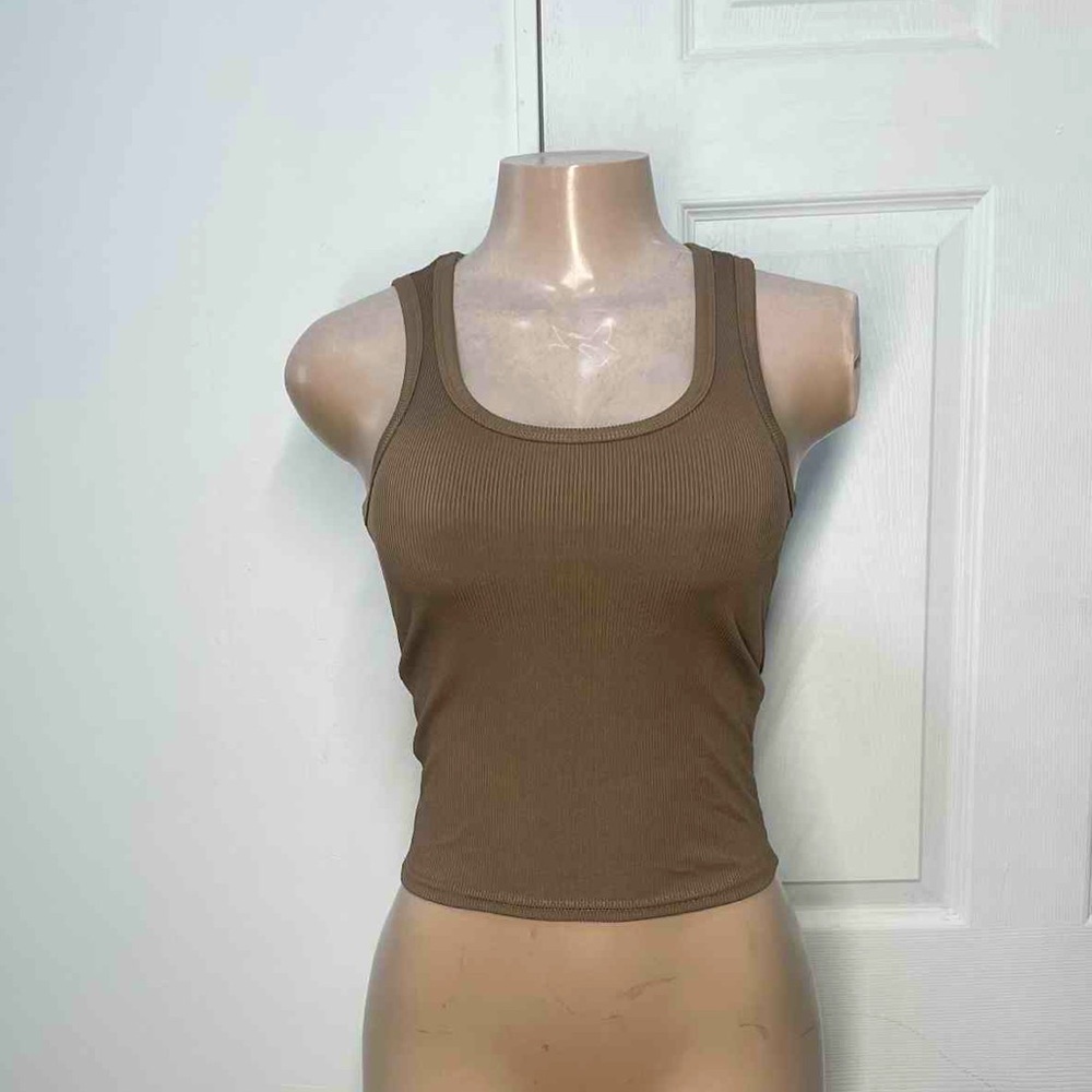 Zara Tan Ribbed Tank Top